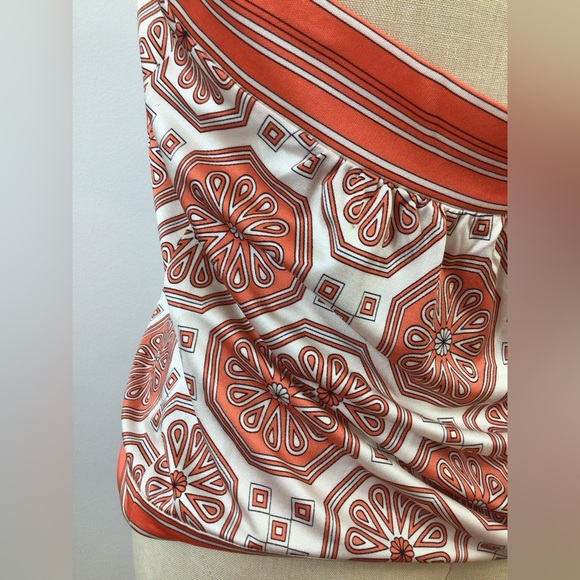 Trina Turk Coral and Cream Geometric Print Top, sz LG - Picture 7 of 12